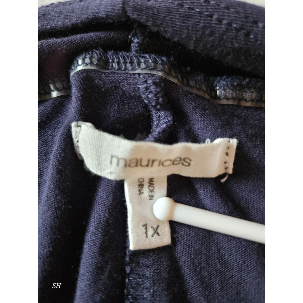 Maurices Womens 1X Navy Open Front Cardigan Short‎ Sleeve Lightweight Drape Plus